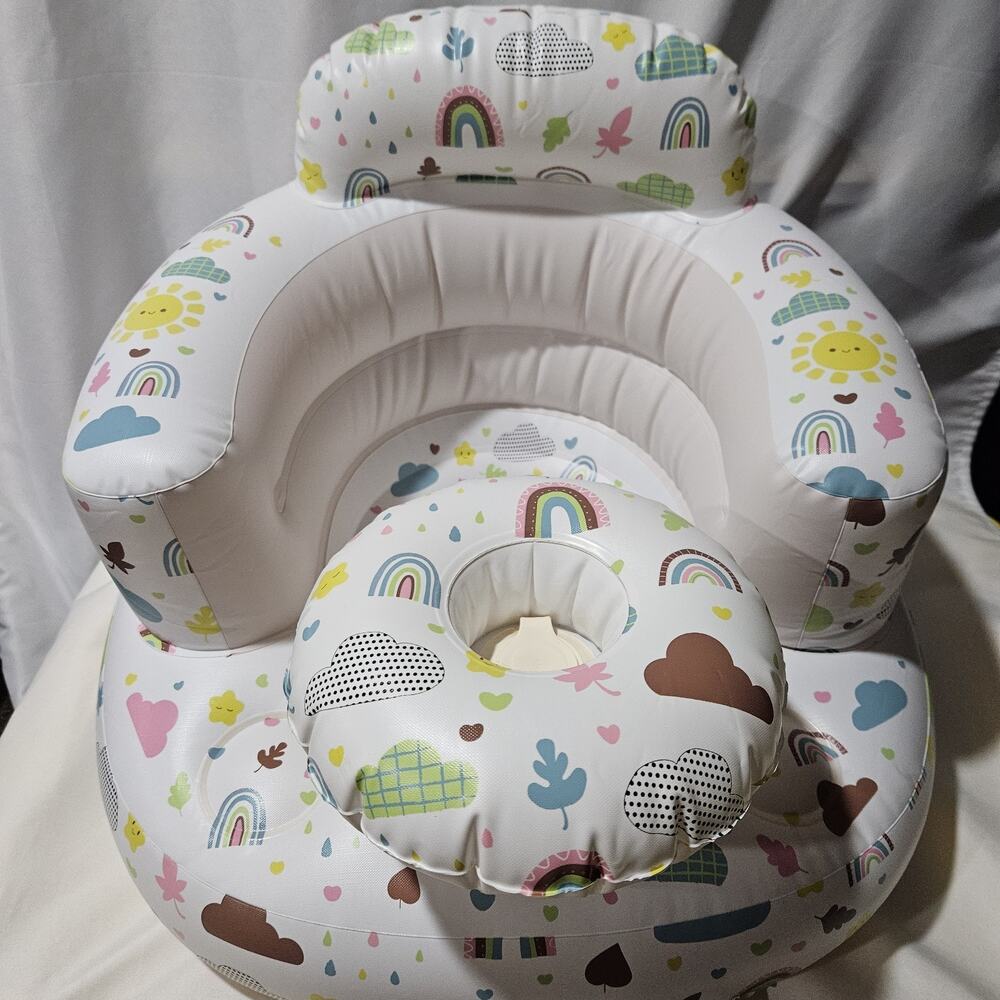 Poycuna Inflatable Baby Seat Rainbow Cloud Floor Support Chair